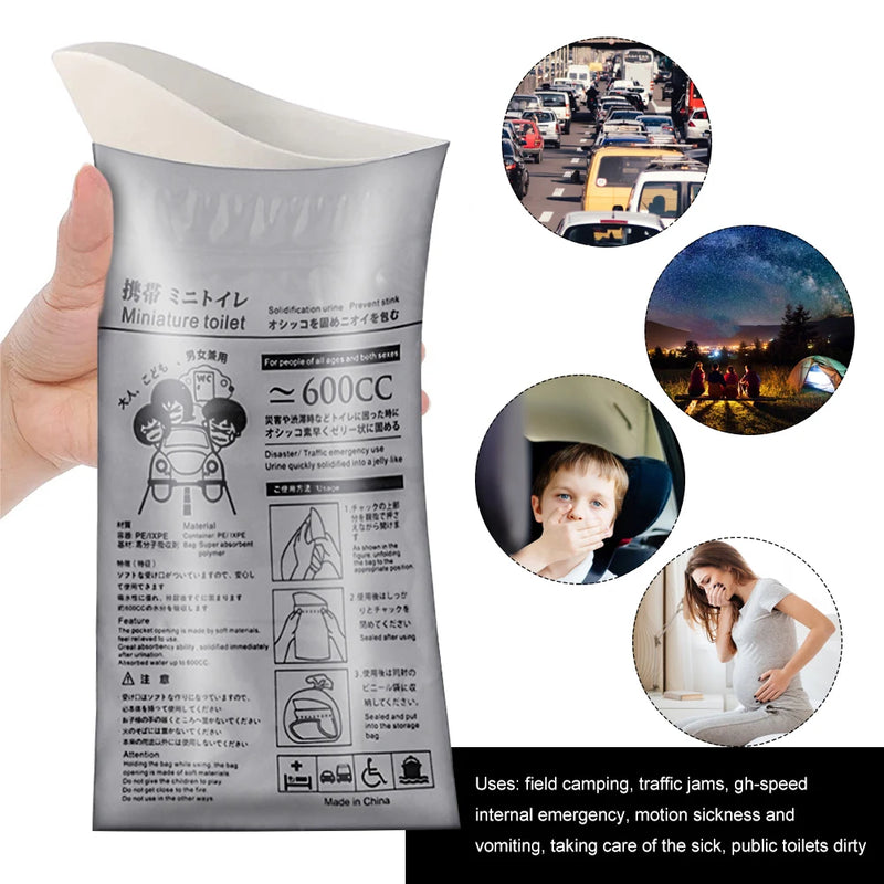 Disposable Emergency Urinal Bags - Portable Travel & Camping Toiletries
