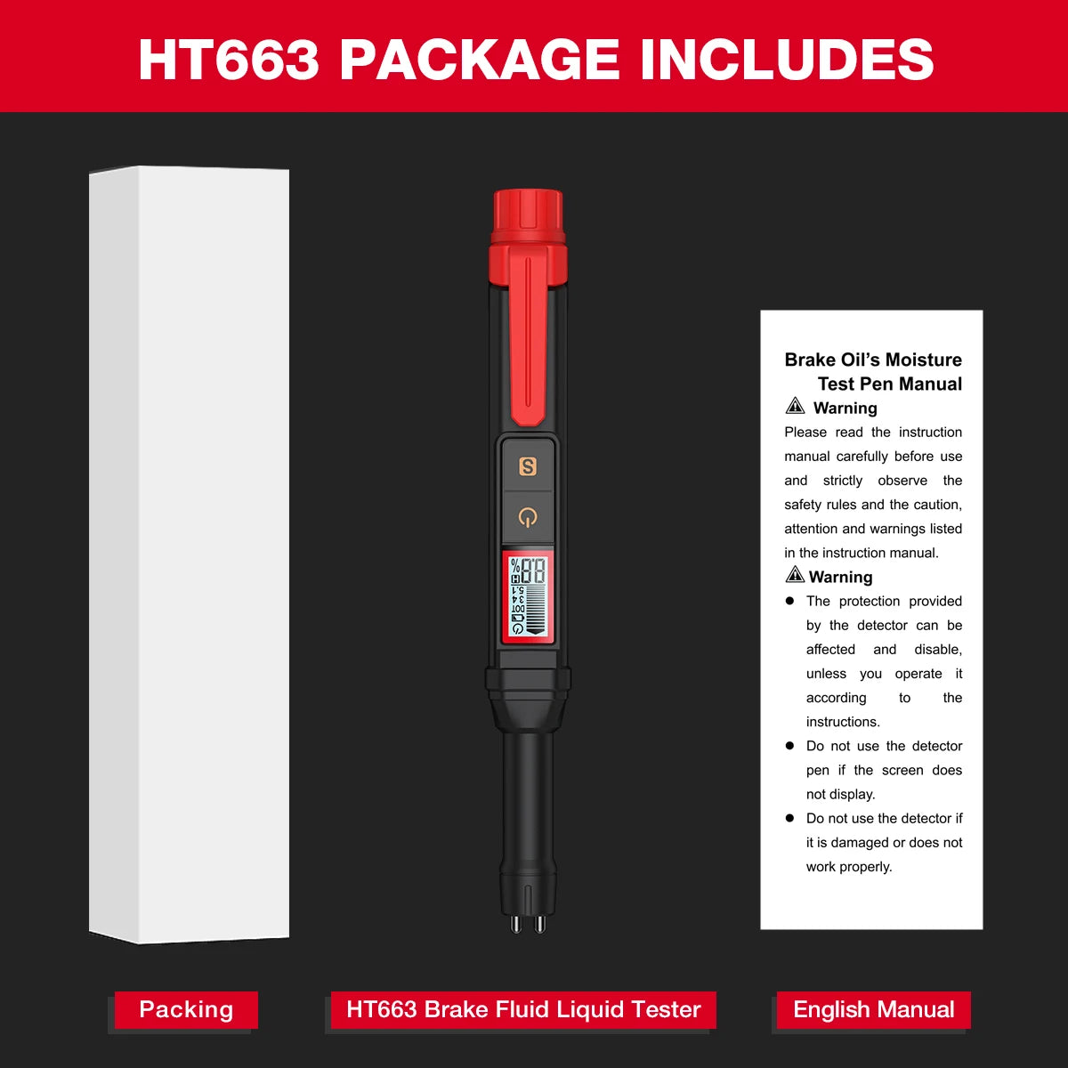 Digital Brake Fluid Tester with Backlit Display
