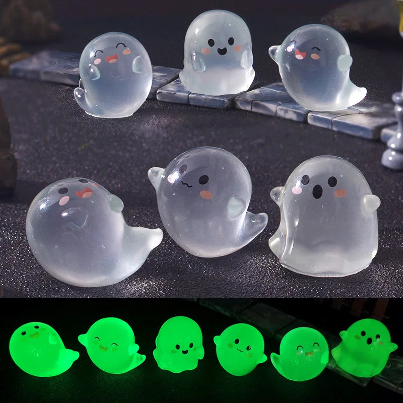 Glow-in-the-Dark Halloween Witch & Pumpkin Figurine Set