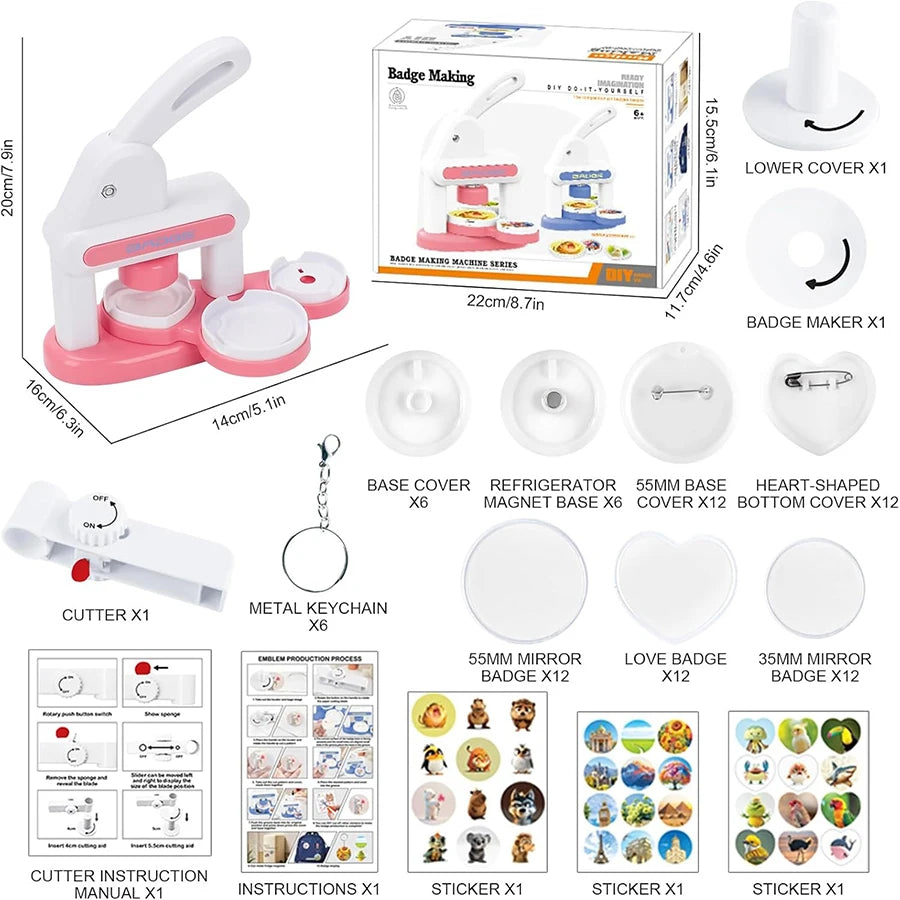 3-in-1 DIY Button Maker and Badge Press Kit