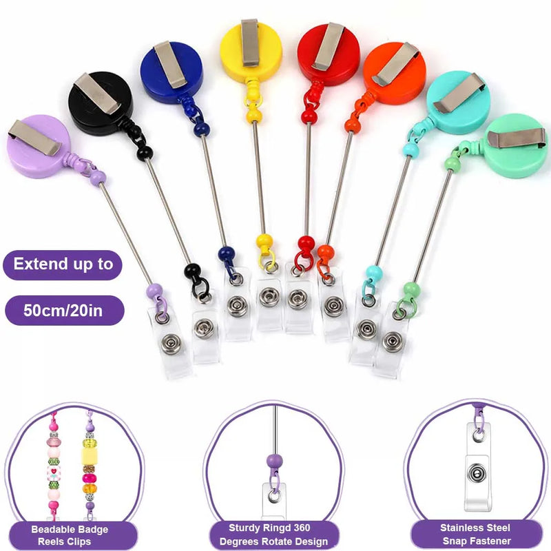 Llavero retráctil con cuentas y barra decorativa personalizable
