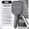 A grey pressurized large water outlet shower head with a textured silicone spray pattern and various adjustment buttons.
