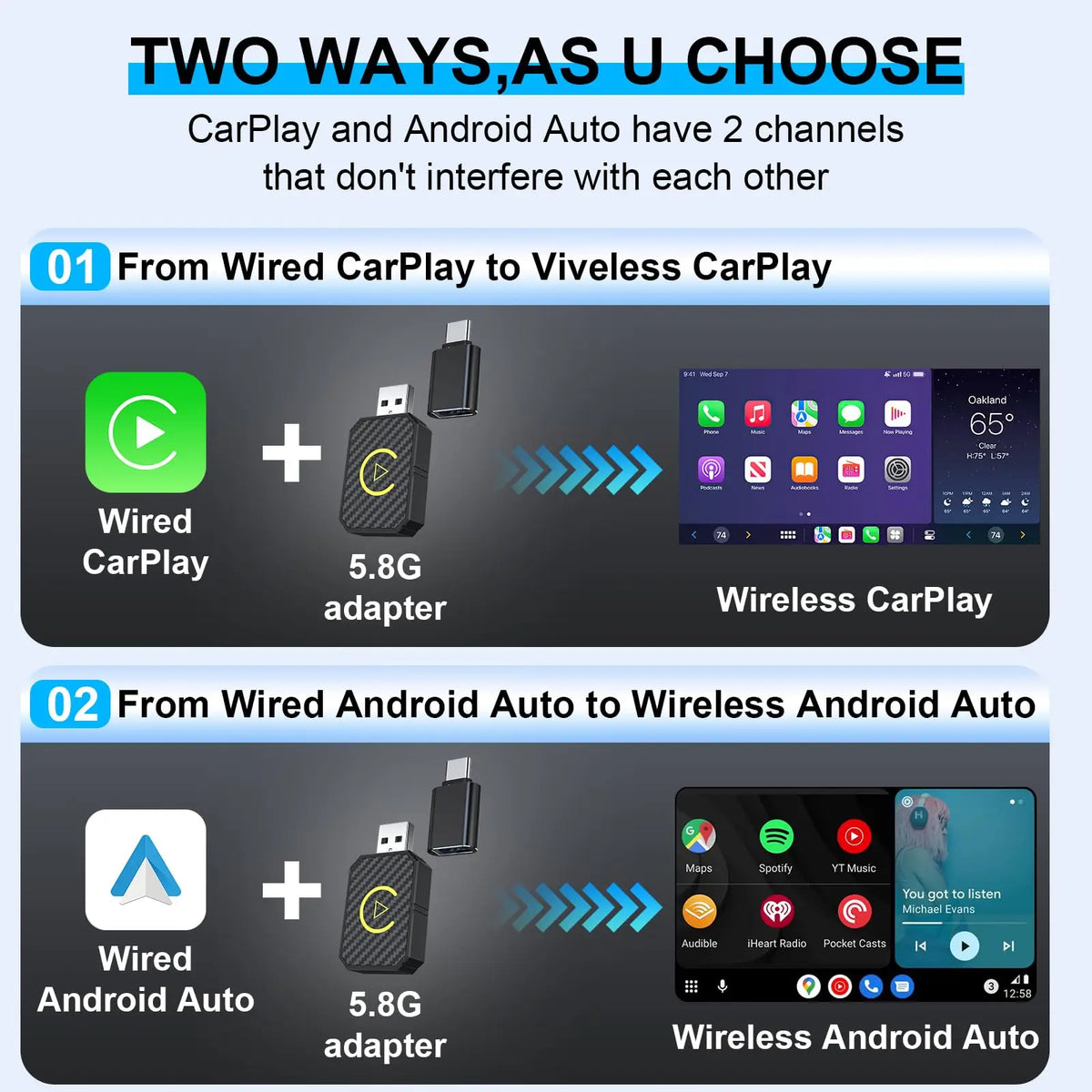 Wireless CarPlay & Android Auto Adapter