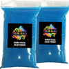A bag of blue colored powder labeled Color Blaze Gender Reveal Color Powder