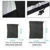 Various sizes of heavy-duty waterproof BBQ grill covers shown with close-ups and dimensions.