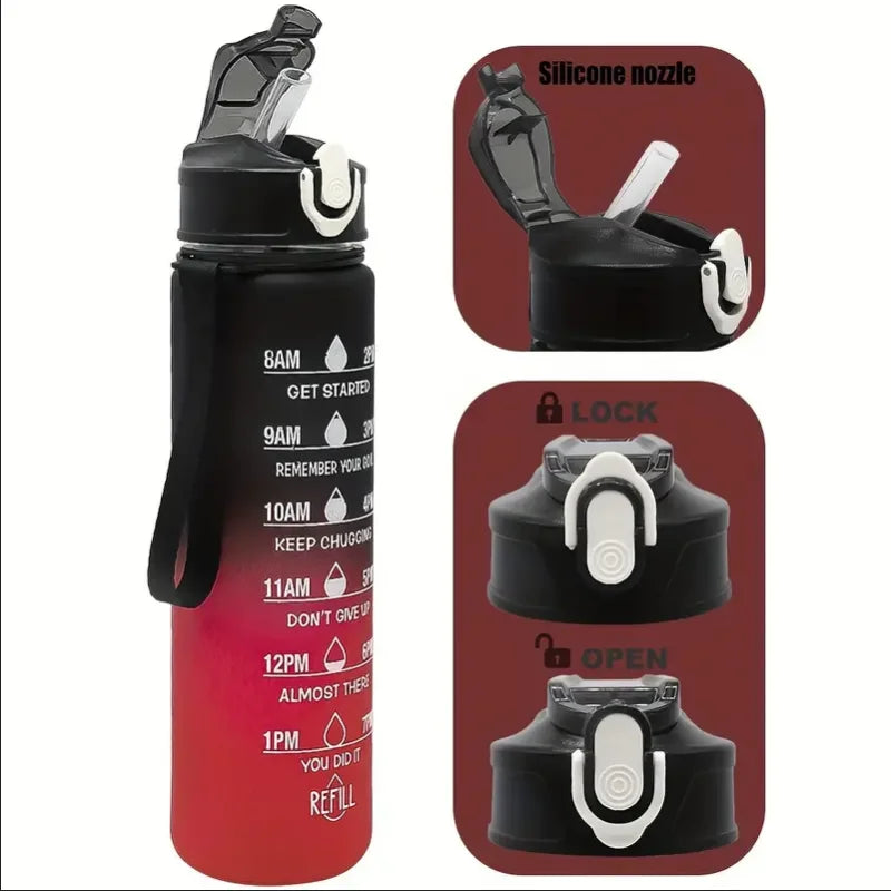 Motivational Time-Marker Water Bottle with Straw