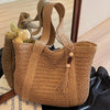 Natural Straw Woven Tote Bag with Tassel