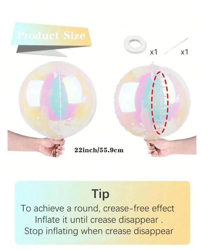 4D Rainbow Holographic Foil Balloon