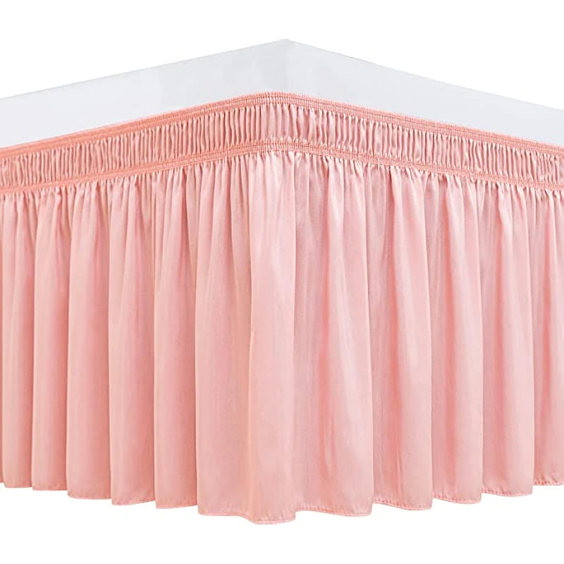 Wrap-Around Ruffle Bed Skirt with Elastic Belt - 15 Inch Drop
