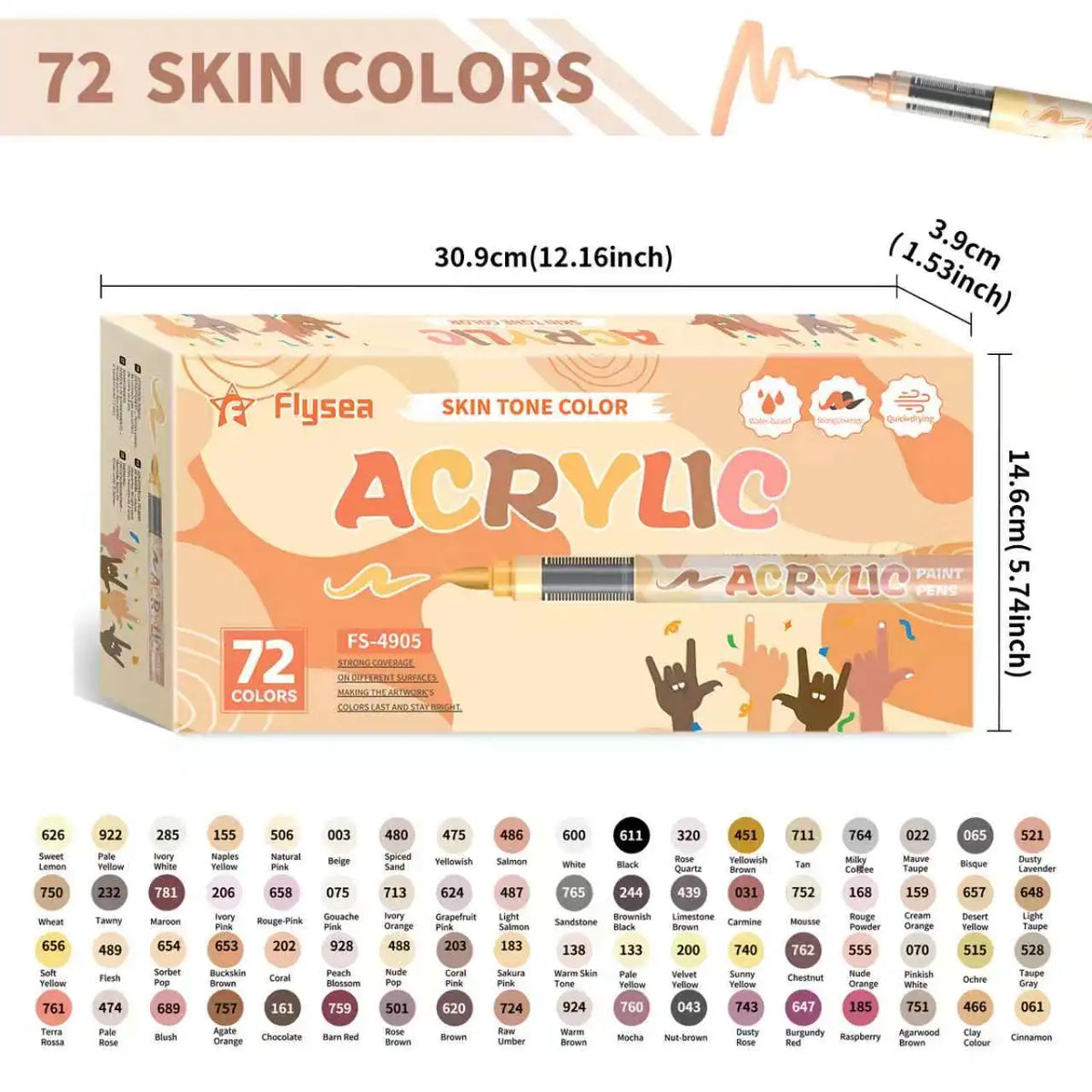 Skin Tone Acrylic Paint Markers, Soft Brush Tip for Portraits & Crafts