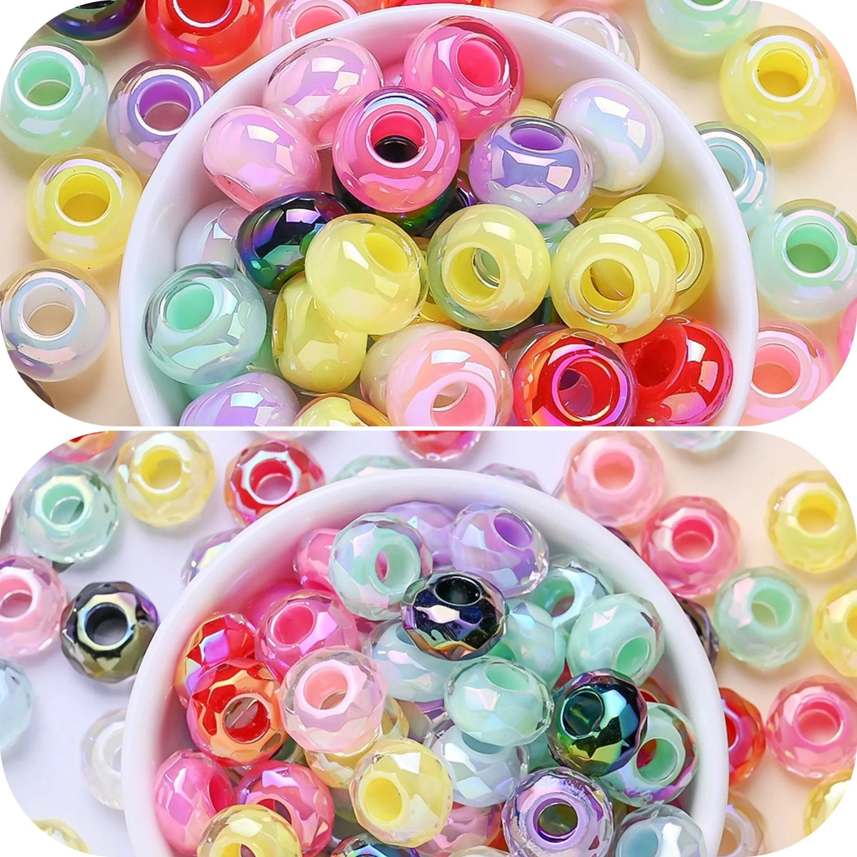 Multicolor Faceted Acrylic Spacer Beads for Jewelry Making