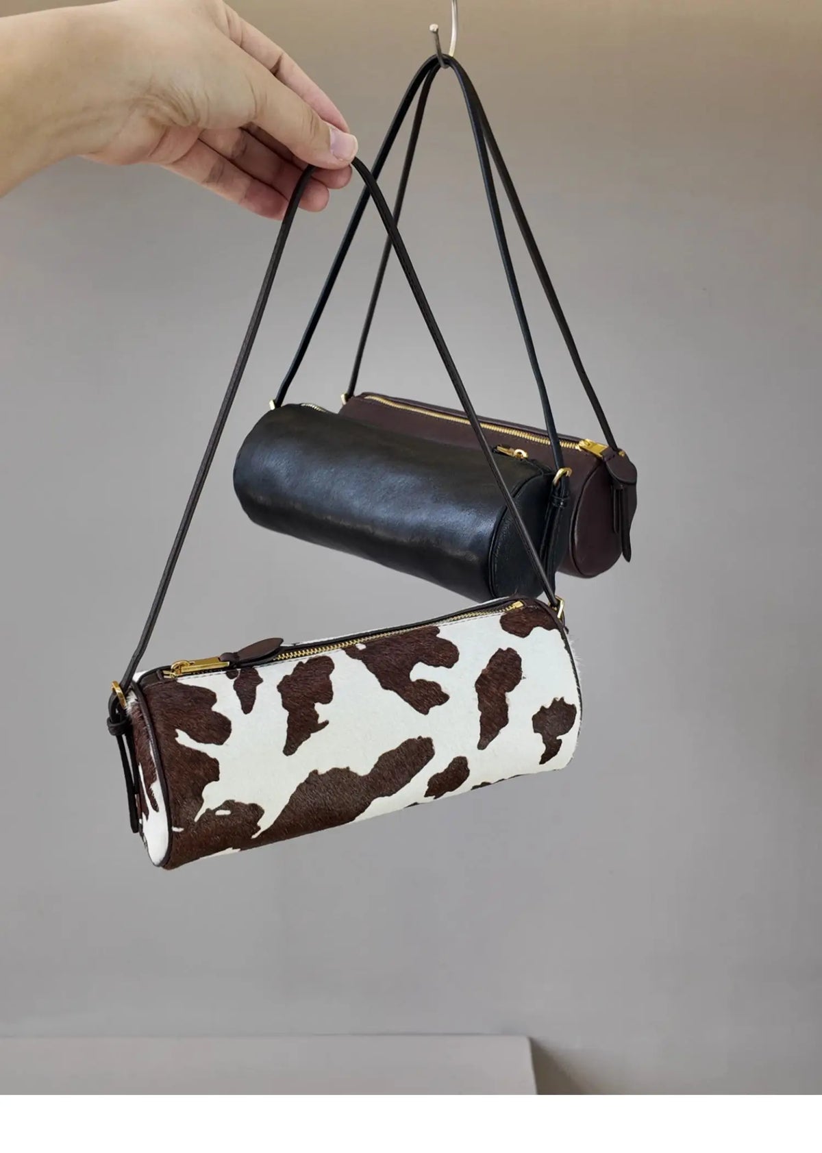 Vintage Y2K Vegetable-Tanned Leather Cylinder Bag