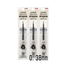 Pack of three Uni ZENTO quick-dry gel pens in black and silver packaging.