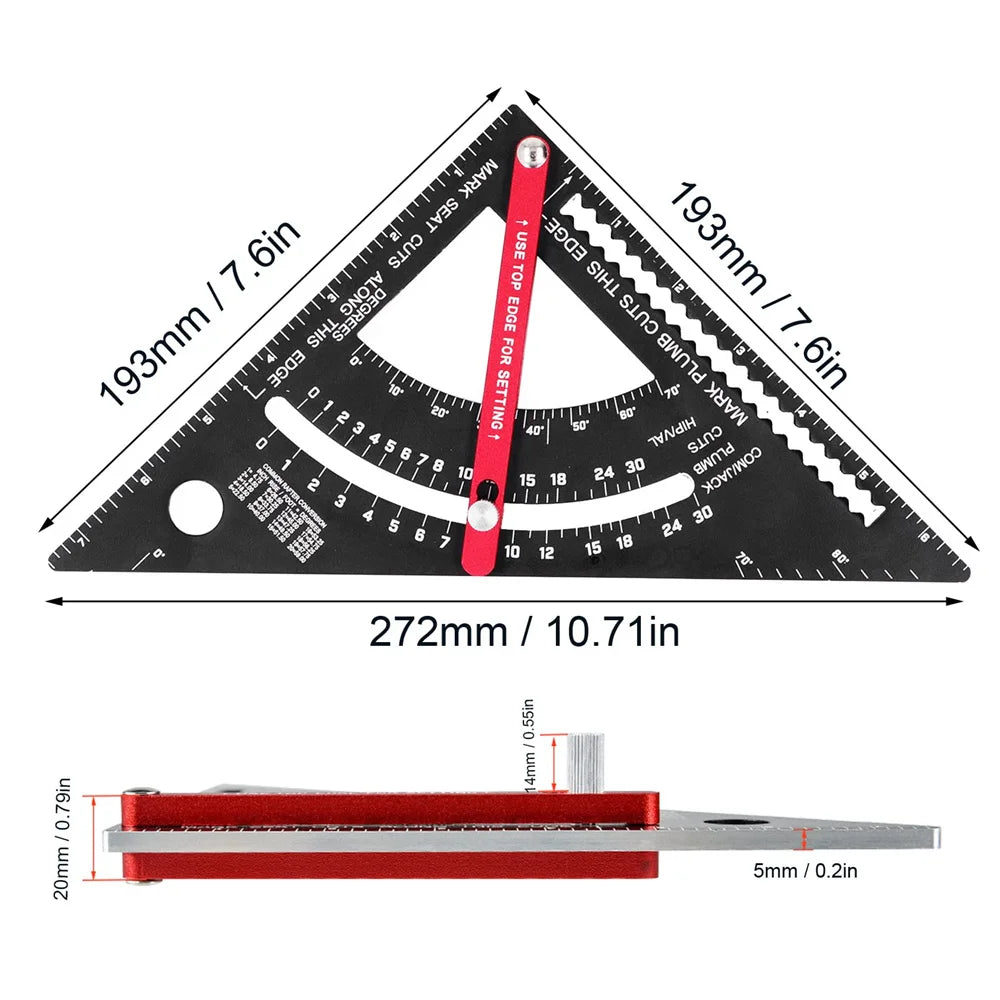 Adjustable Aluminum Alloy Triangle Ruler for Woodworking