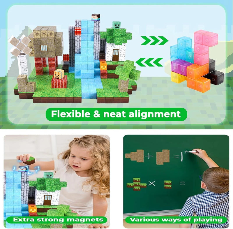 Magnetic Building Blocks - Mine World & Forest House Set