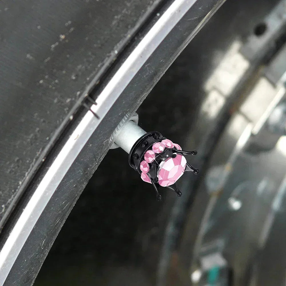 Crystal Crown Tire Valve Caps - Set of 4