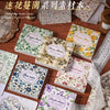 A collection of vintage floral scrapbook paper sheets in various colors and patterns for journaling and crafts.