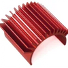 A close-up view of a red, finned receiver parts kit for a high-speed 1/16 4WD RC car.