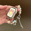 Crystal Bead Watch Strap with Adjustable Metal Link Design