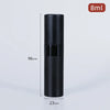 A black refillable aluminum perfume atomizer bottle with a 8ml capacity and a 96mm height.