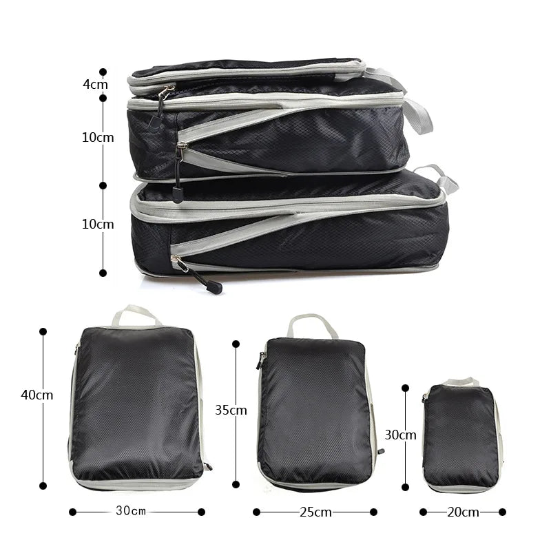 Travel Packing Cubes Set with Compression Zippers