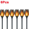 Six pieces of black solar flame torch lights for garden, patio, and pathway decoration