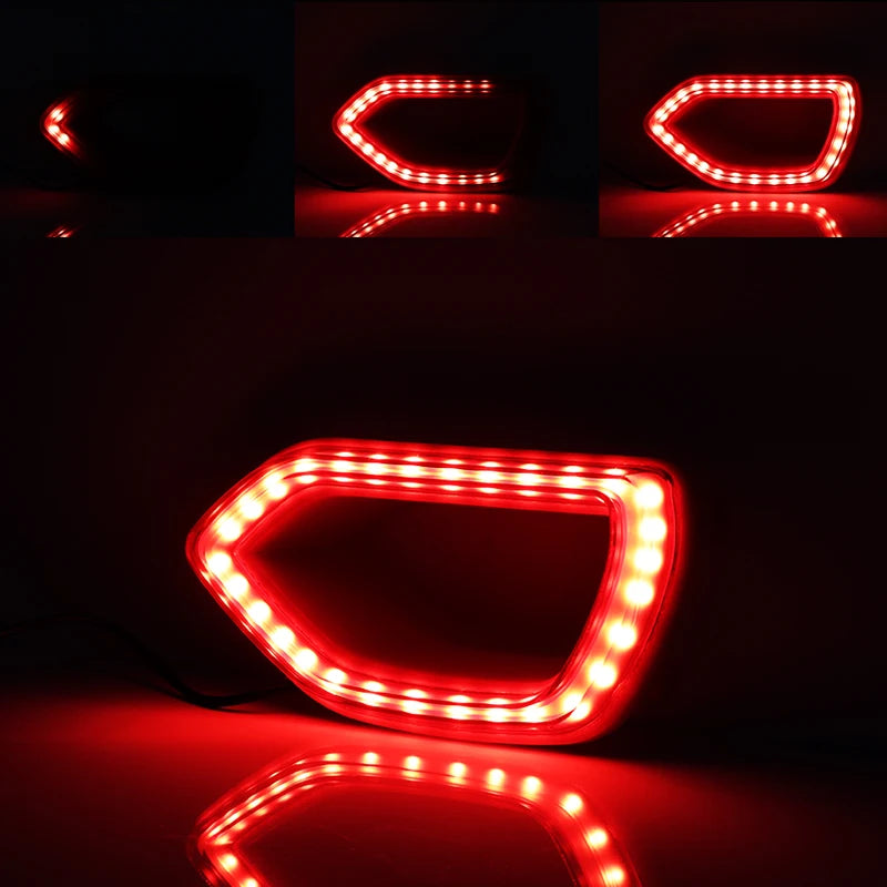 Red LED grille light kit for a Dodge Charger, showing various angles and reflections.