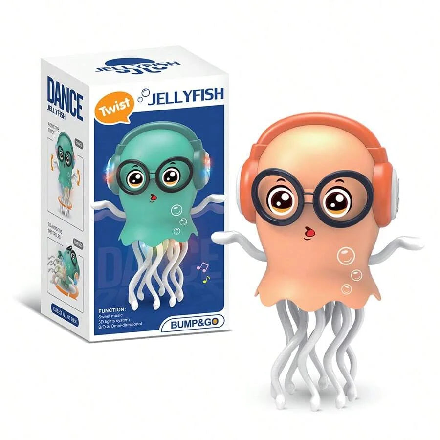 A package of the Dance Twist Jellyfish toy featuring an orange head with large glasses and tentacles.