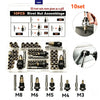 A set of 10 rivet nut assemblies and various sized rivet nut tools including M3 to M8 heads.