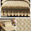 Crystal Velvet Gold Lace Bed Skirt with Anti-Slip Base