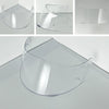 Clear replacement helmet visor shown in multiple angles, demonstrating its curved shape and anti-fog coating.