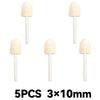 Five natural wool felt polishing wheels with 10mm shafts for rotary tools