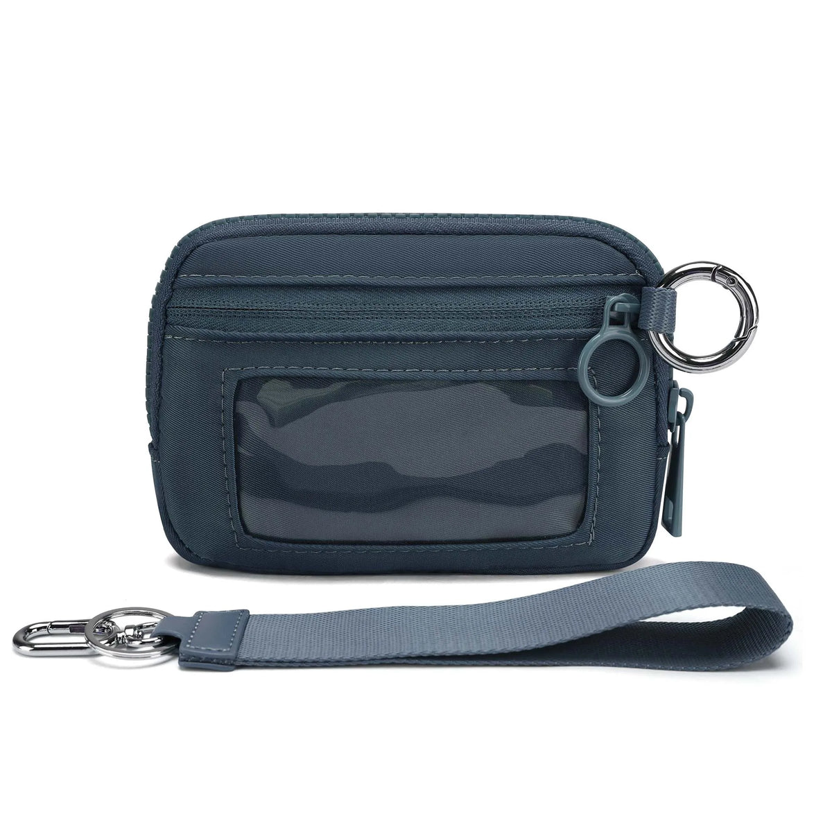 Checkered Card Case Wallet with Detachable Keychain and ID Window