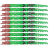 A set of ten 9.5/240mm reciprocating saw blades with green and black handles and teeth.