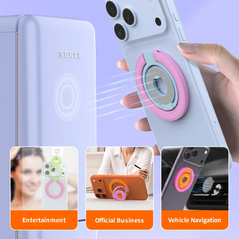 Double-Sided Magnetic Phone Ring Holder with Kickstand