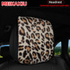 Leopard Print Plush Car Headrest Cover, Set of 2