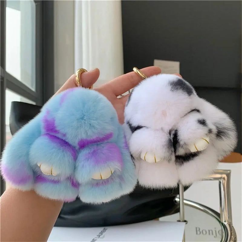 Soft Plush Bunny Keychain with Alloy Ring