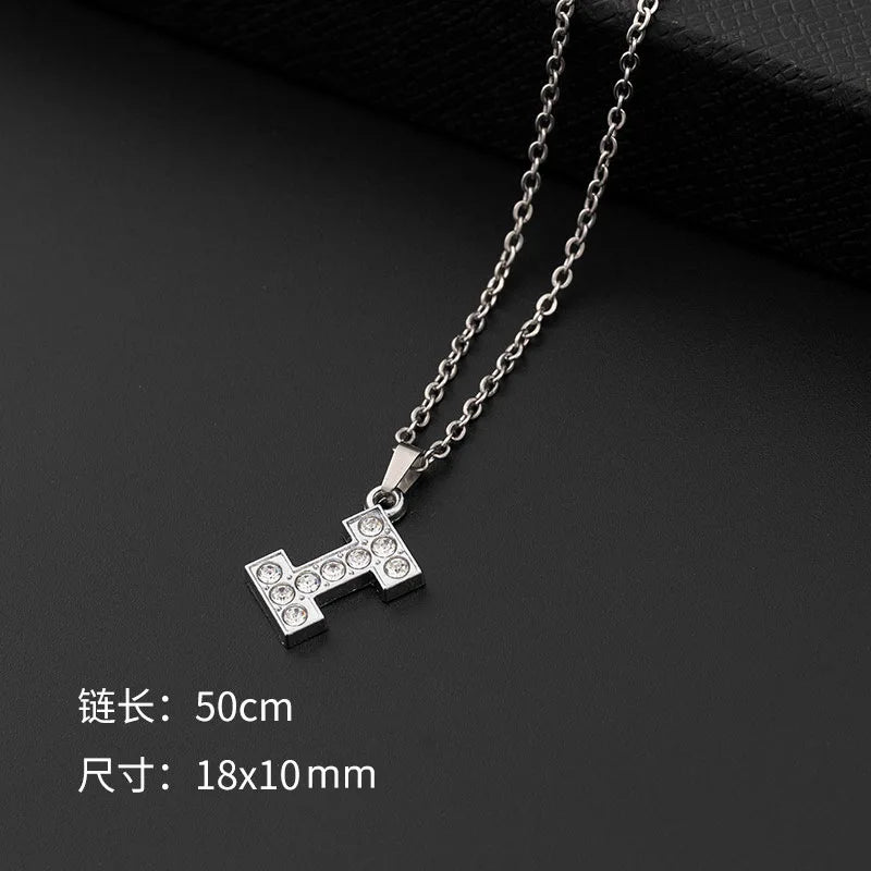 Initial Letter Pendant Necklace with Stainless Steel Chain