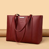Genuine Leather Tote Bag with Multiple Pockets &amp; Zipper Closure