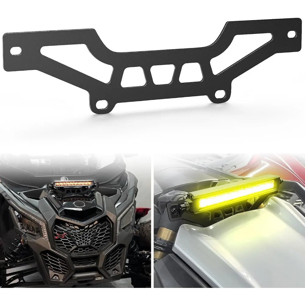 Black billet aluminum light bar mounting brackets for Can-Am Maverick X3