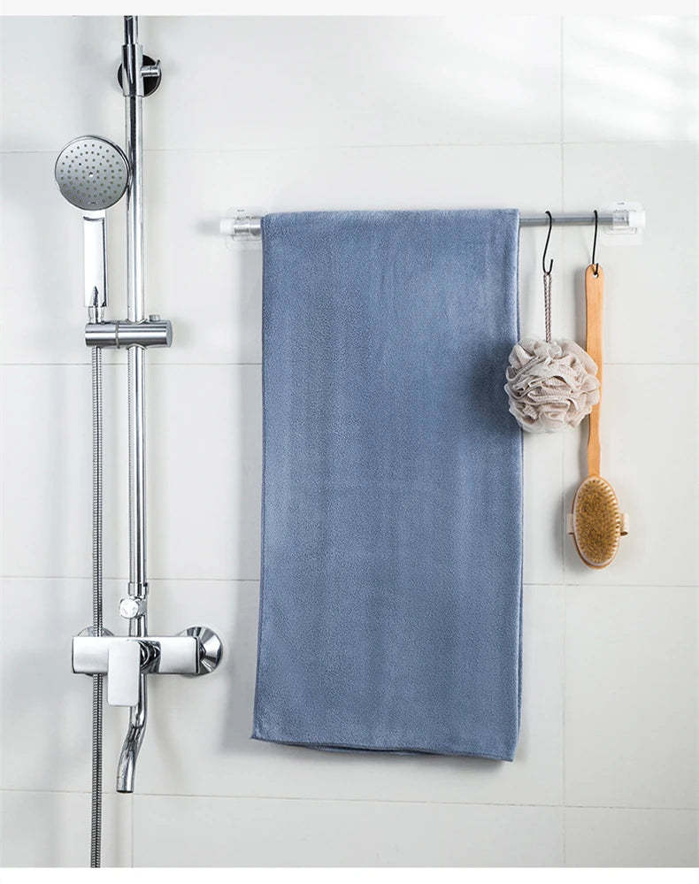 Self-Adhesive Curtain Rod Holders - No-Drilling Clamp Hooks