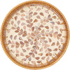 Handcrafted rattan serving tray featuring a mother of pearl inlay design.