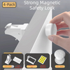A 4-pack of strong magnetic safety locks for cabinets, showing the lock mechanism and various components like the lock core, 