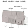 A light gray organizer wallet featuring multiple pockets for mobile phones, cards, pens, and glasses.