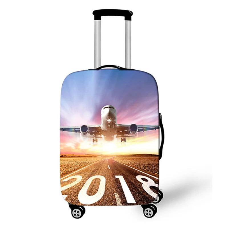 Elastic Aircraft Print Luggage Protector Cover