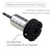 A silver tool with a grinding head for polishing, rust removal, cleaning, and deburring.
