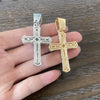 Iced-Out Cross Pendant Necklace with Tennis Chain