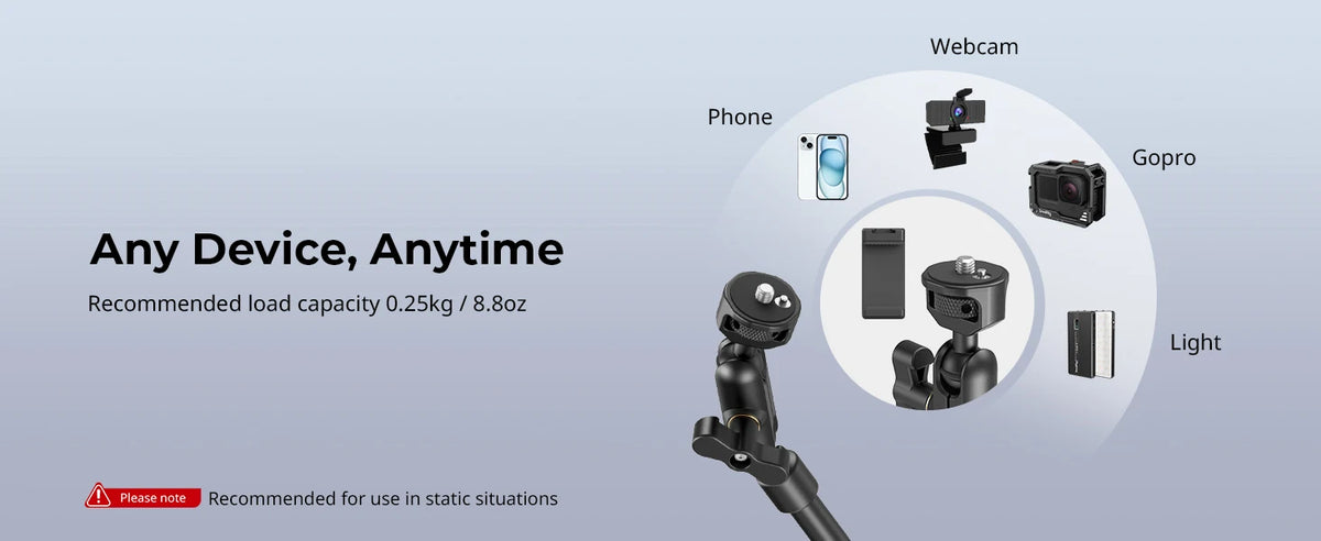 Adjustable Magic Arm with Crab Clamp and Phone Holder