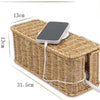 Handwoven Rattan Cable Management Box with Lid