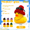 Six yellow rubber duck car dashboard ornaments with gold chains and accessories